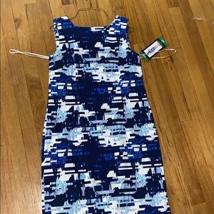 Blue and white dress